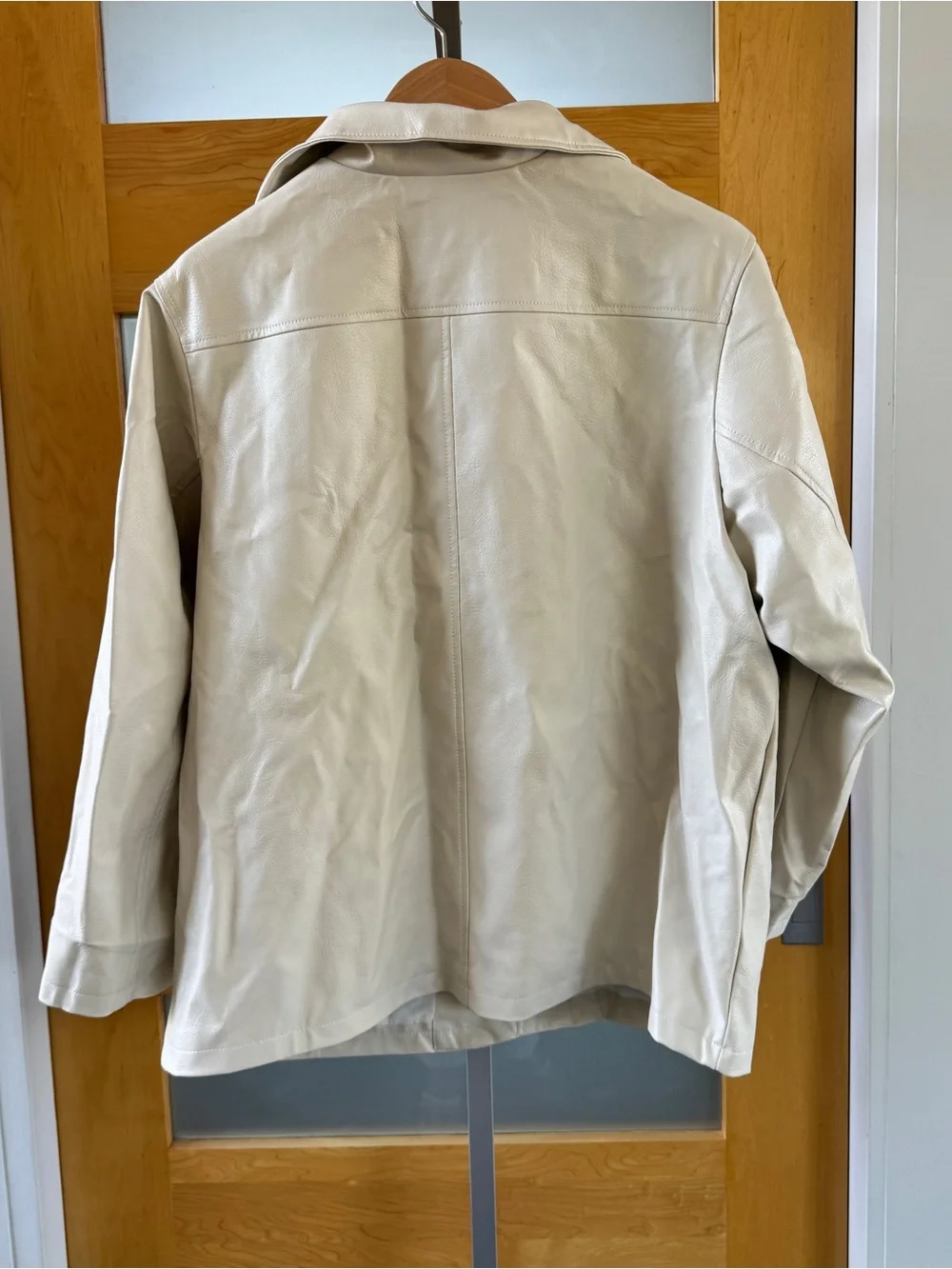 Maeve Cream Leather Asymmetrical Zip Jacket